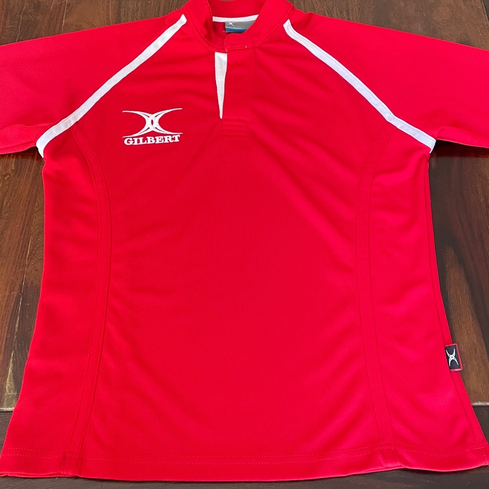 Gilbert Men’s Small Red Rugby Jersey with White Trim
